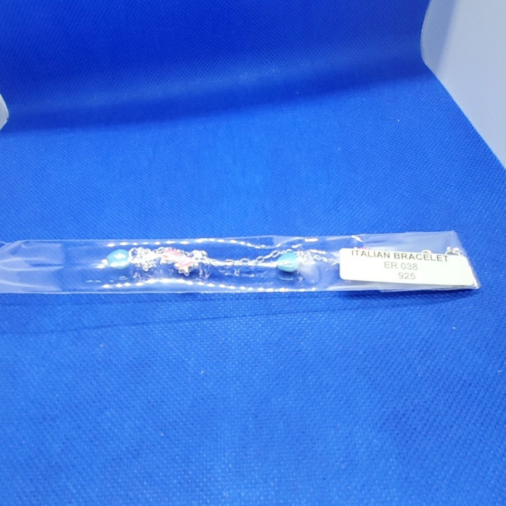 Brand Sterling Silver Bracklet with blue & Pink